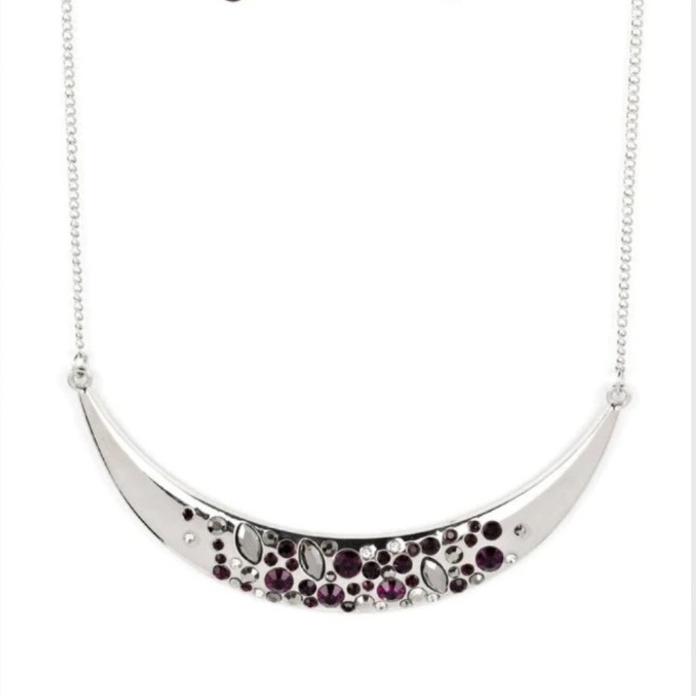 Paparazzi Silver Necklace with Purple Accents Bejeweled Baroness Fashion Jewelry